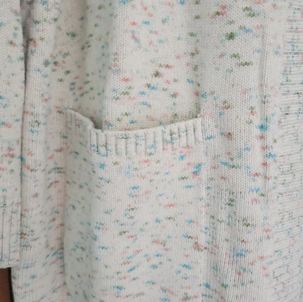 Belle Kim Gravel Cardigan Open Front Sweater Knit 1X - Picture 3 of 7